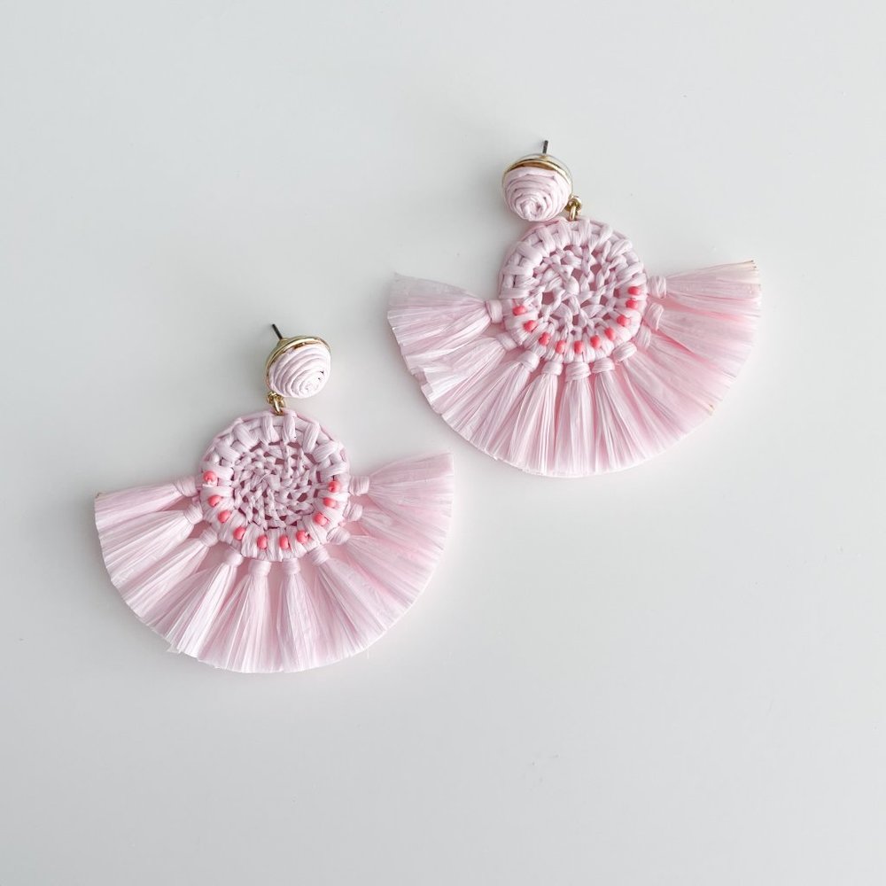 J. Crew Factory Fan Statement Earrings (Cool Pink)